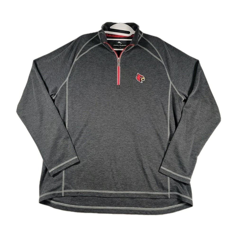 Tommy Bahama Louisville Cardinals 1/4 Zip‎ Pullover Mens Large Gray Performance